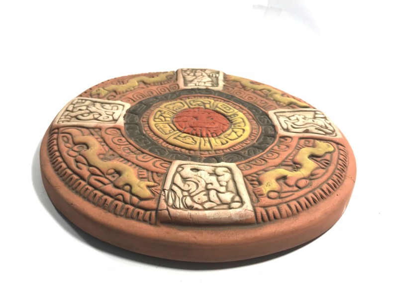 Aztec Kalender 23cm aardewerk
