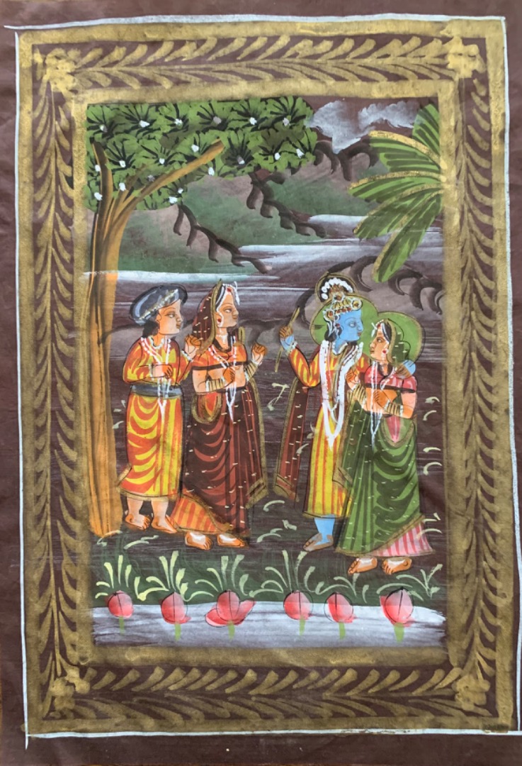 Indiaas scenery op batik 20x30cm Indiaas scenery op batik 20x30cm