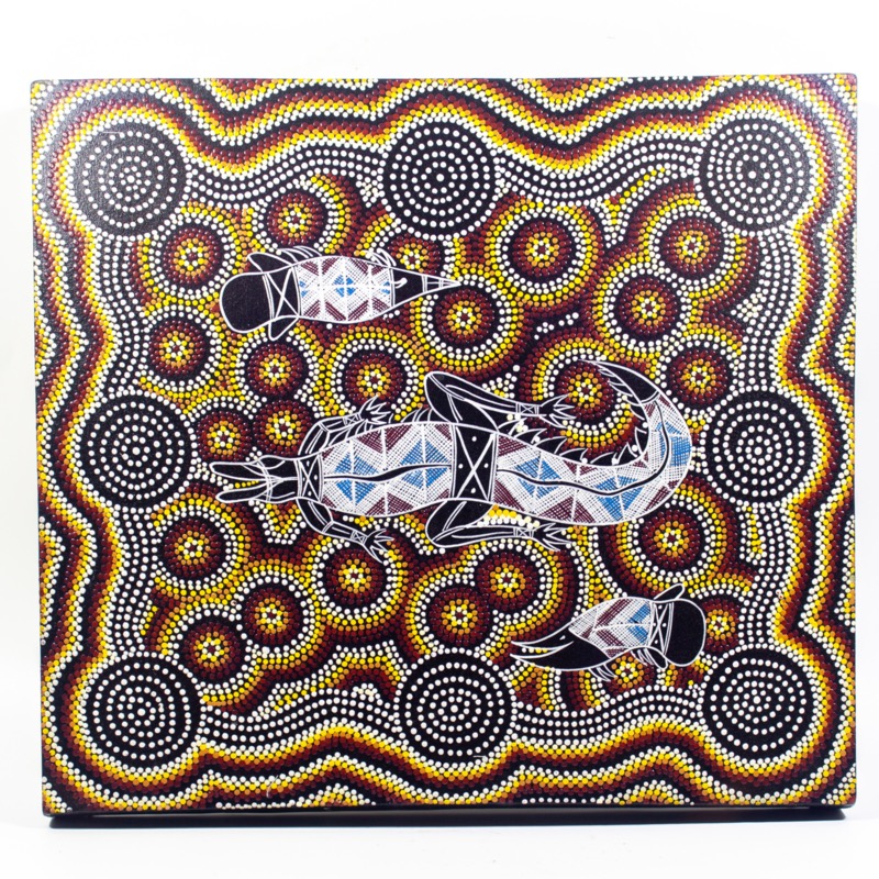 Schilderij met gecko dotprint. ca 45x50cm Schilderij met gecko dotprint. ca 45x50cm